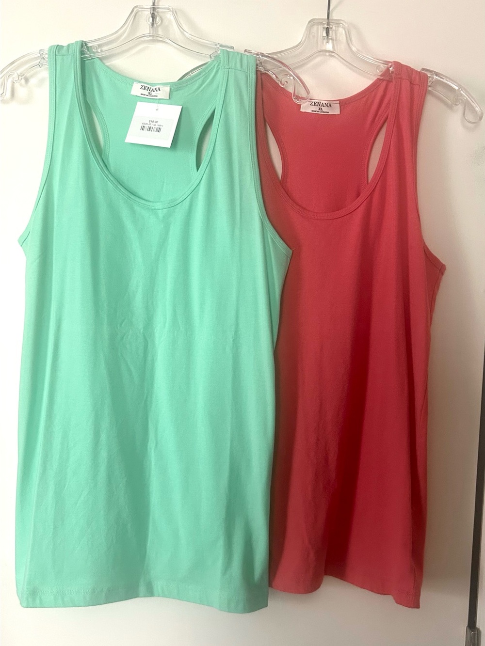 Set of 2 Zenana cotton-blend racerback tank tops in size extra-large (XL)
